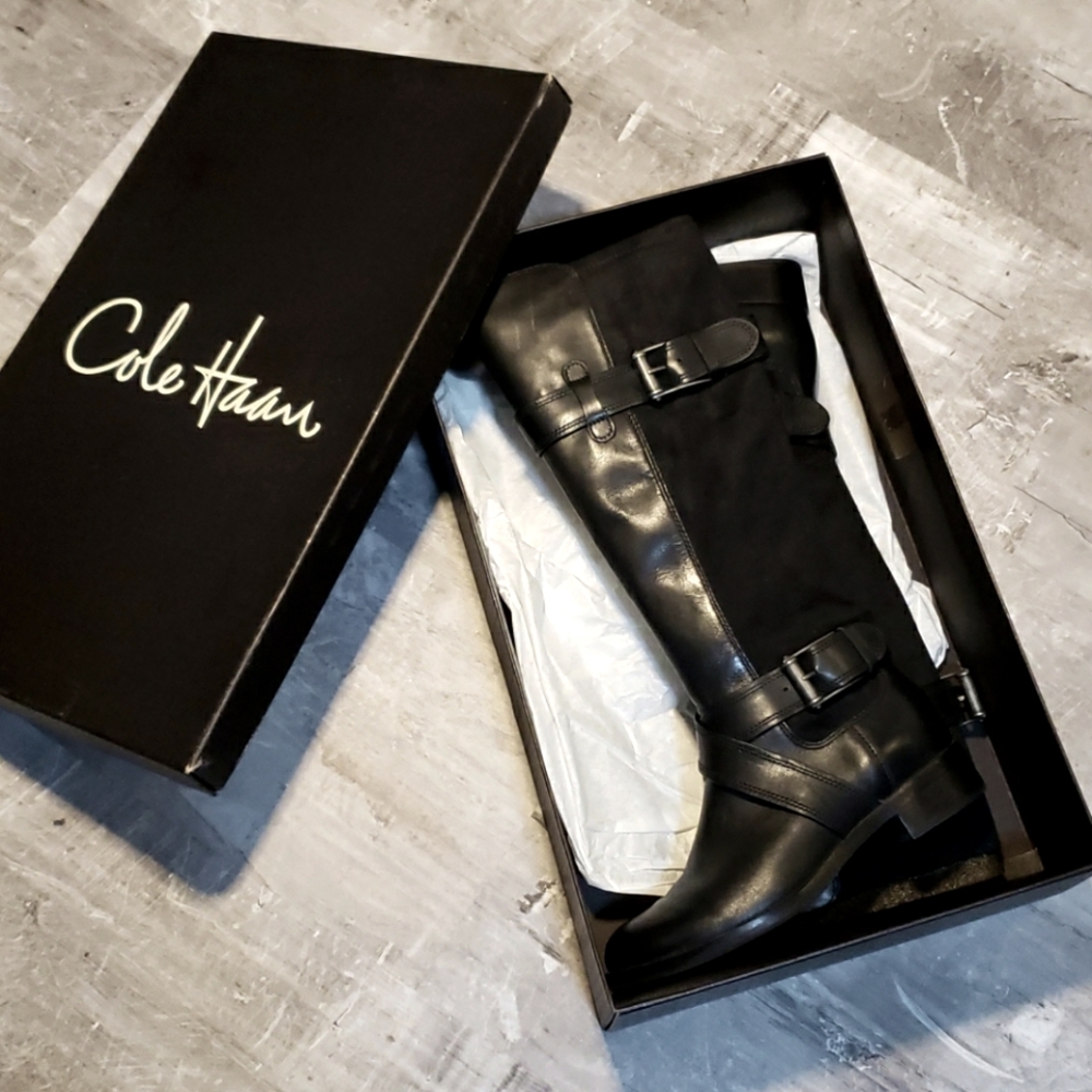 Cole Haan Air Whitley Riding Boot Black Leather